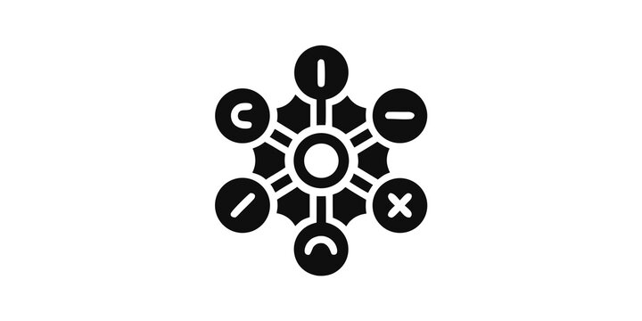 Mathematical operations icon hub with calculation arithmetic operations multiply education learning subtraction multiplication division academic processing mathematics illustration