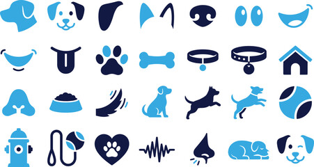 Variety of dog and pet related icons for animal care and lifestyle applications. © Creative BD