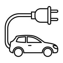 Fototapeta premium Electric vehicle charging with power plug symbolizing sustainable transport electric car zero emission line art
