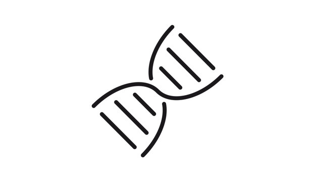 Minimalist black DNA double helix vector icon illustration. Scalable line art symbol representing genetic code, biology, and scientific research for medical and healthcare design projects.