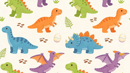 Fototapeta premium pattern with animals dinosaur