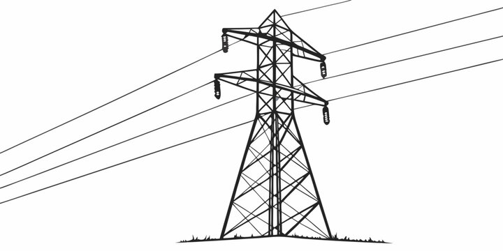 High voltage transmission pylon with power cables electricity transmission infrastructure electrical distribution engineering structure technology industrial insulators