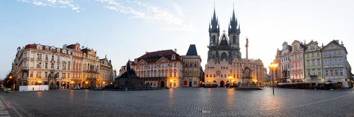Obraz premium stunning view of the old town Hall and Church of Our Lady before Tyn Prague Old Town Square, Czech Republic, Europe. UNESCO World Heritage city