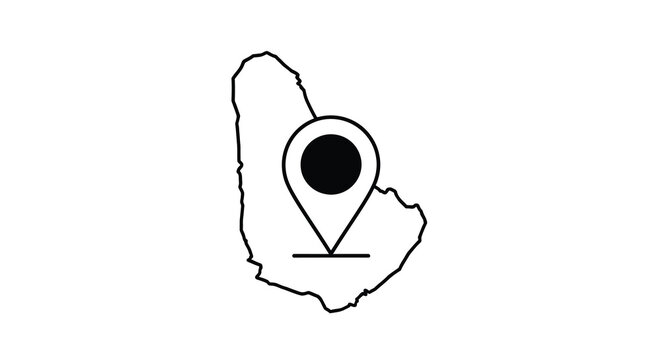 A simple black and white illustration depicts the outline of saint kitts and nevis with a location marker