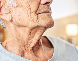 Fototapeta premium Detailed macro shot of elderly skin with deep wrinkles. This image symbolizes wisdom and the passage of time, making it perfect for healthcare, dermatology, or senior living.