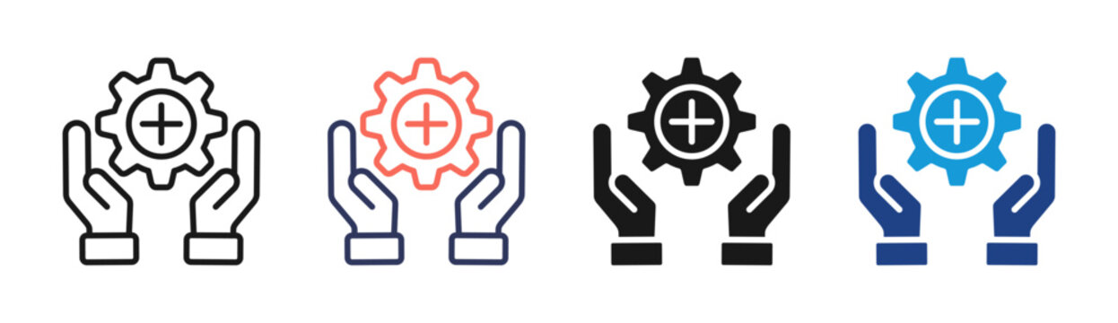 Service Support icon set multiple style collection