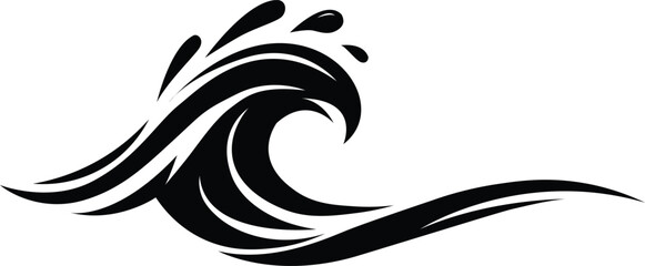 Fototapeta premium Stylized black wave design with swirling curves and dynamic motion