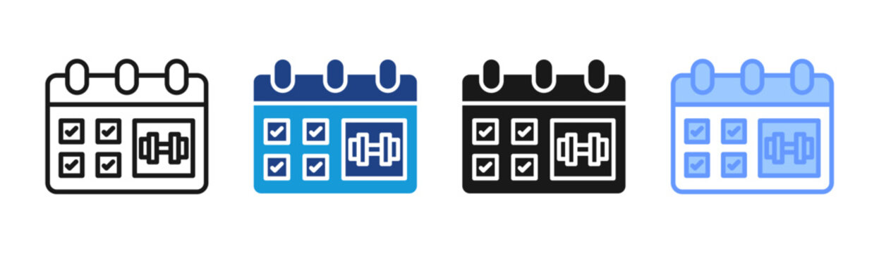 Fitness Calendar icon set multiple style collection