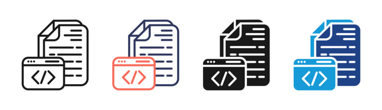 Code Files icon set multiple style collection