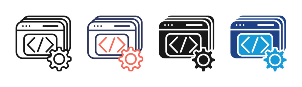 App Development icon set multiple style collection