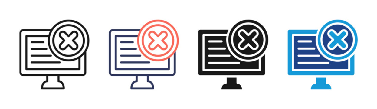 System Error icon set multiple style collection