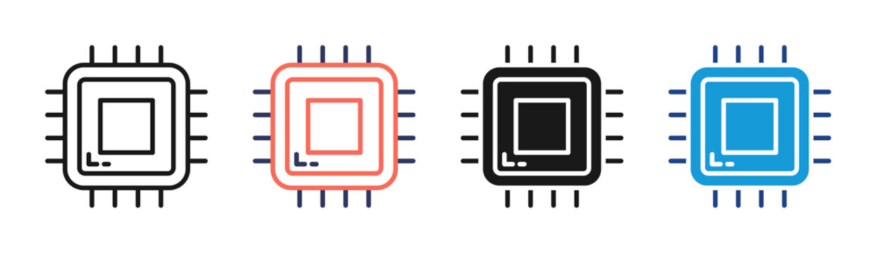 Microchip icon set multiple style collection