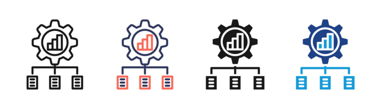 Data Structure icon set multiple style collection