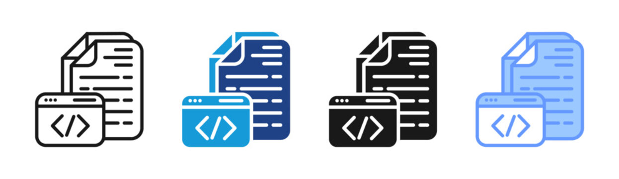 Code Files icon set multiple style collection