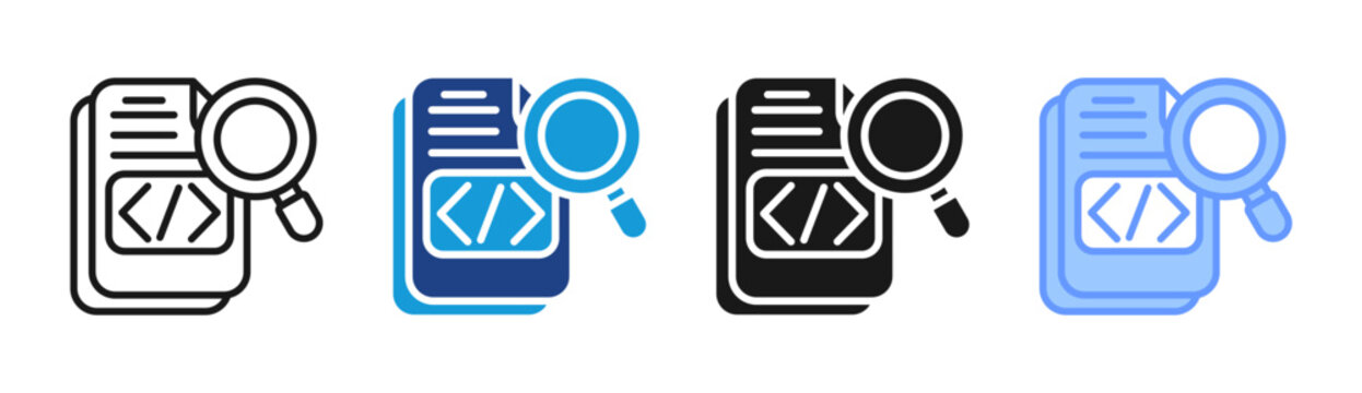 Code Search icon set multiple style collection
