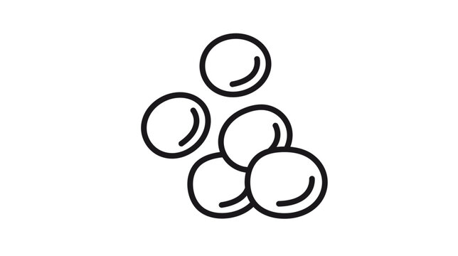 Minimalist black line vector icon illustration of a cluster of peas, beans, or small round seeds, isolated on a white background for graphic design, web UI, and healthy food-related projects.