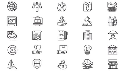 25 Minimalist Black Vector Icon Set Bundle featuring Business, Finance, Security, Construction, Healthcare, Law, Real Estate, Travel, and Logistics Symbols for Web, Apps, and Graphic Design Projects © Its
