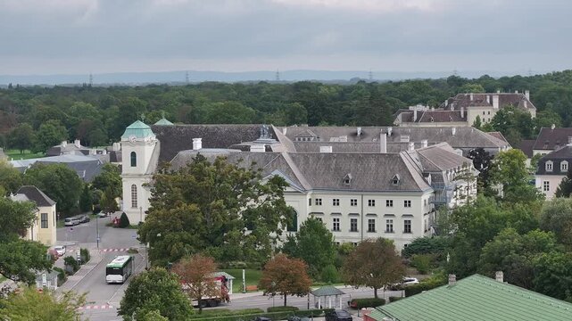 Drone shot of Laxenburg town scenic view Austria.