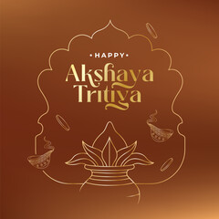 Obraz na płótnie Canvas Happy Akshaya Tritiya Festival Vector Banner Design Template with Jewellery Illustration