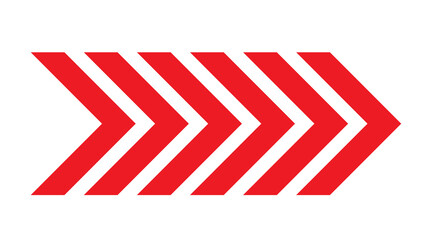 Fototapeta premium Red chevron arrows pointing to the right on a white background with direction movement progress abstract geometric minimalist isolated contrast sequential repeated navigation interface