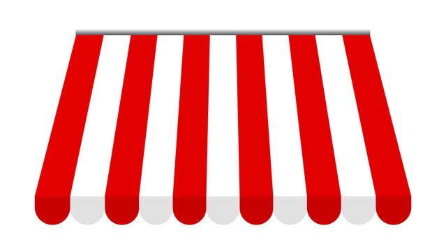 Red and white striped awning for a storefront or market stall with striped pattern protection from sun outdoor shelter shop awning store awning striped canopy striped shade business awning