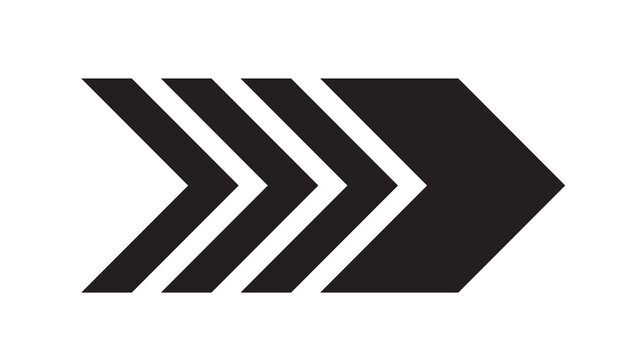 Black chevron arrows pointing to the right on a white background with direction movement progress abstract geometric minimalist isolated contrast sequential repeated navigation momentum