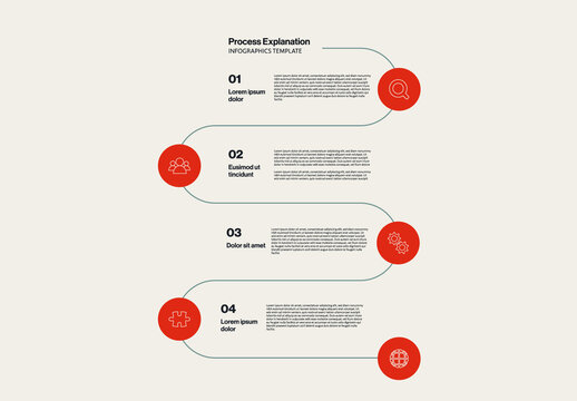 Process Explanation Vertical Timeline Infographic Template with Circular Elements