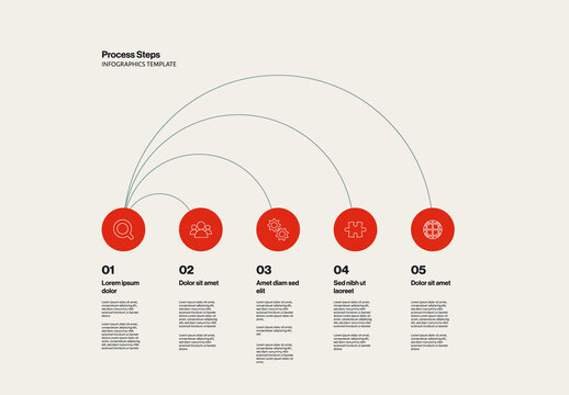 Process Steps and Stages Infographic Template with Icons