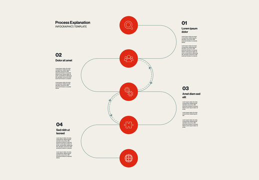 Process Explanation Timeline Infographic Template with Circular Elements