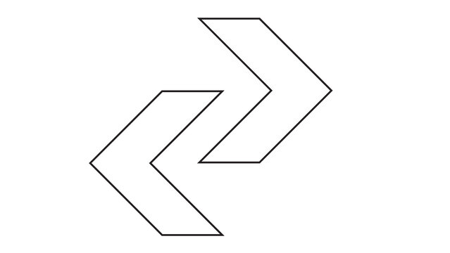Two angle arrows facing right with forward movement direction movement progress navigation geometric abstract illustration strategy momentum decision business technology analysis