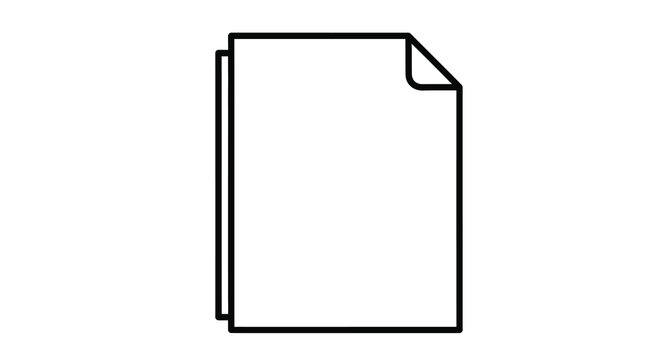 A simple black and white line drawing depicts a stack of papers or documents high quality