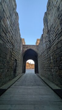 narrow street in the old town alnwick castle northumberland 