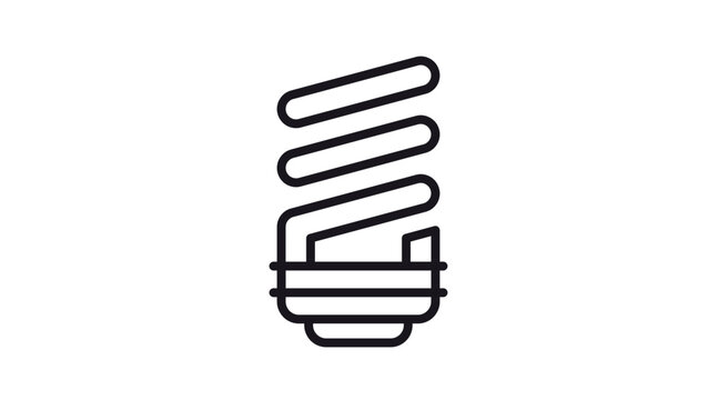 Energy-saving compact fluorescent light bulb (CFL) vector icon illustration, minimalist black line art symbol for sustainability, electricity, and eco-friendly lighting solutions.