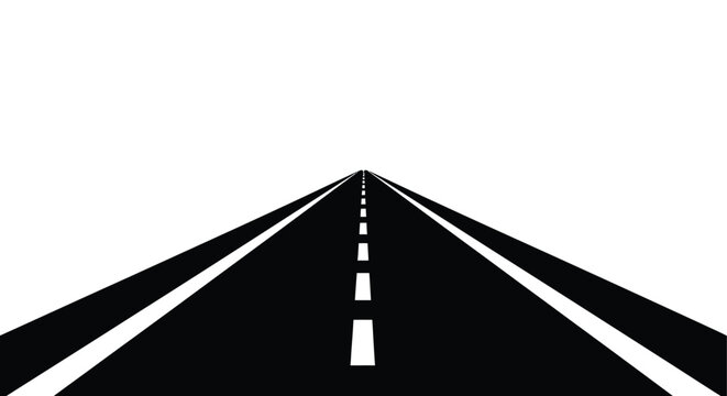 A long straight road stretches into the distance appearing to converge at the horizon high quality