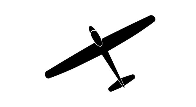 Vector illustration of silhouette of a glider aircraft icon on a transparent background