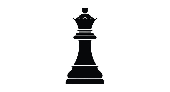 A stark black silhouette depicts a chess queen a regal symbol of strategy and power