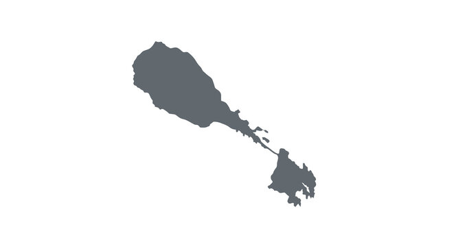 A dark silhouette of saint kitts and nevis island nation against a white background high quality