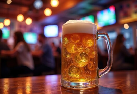 Lively Sports Pub Beer Overflow Boisterous Cheer Social Gathering Unique Presentation