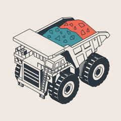 Heavy duty mining dump truck loaded with ore. © Vul