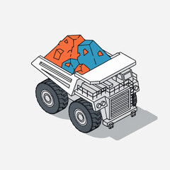 Heavy duty mining dump truck loaded with ore. © Vul