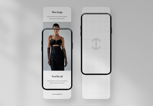 Vertical Smartphone Mockup with Extended Screens