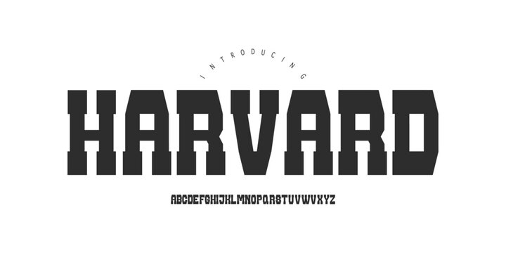 Harvard Font: A prestigious Ivy League display. Heavy block serif for elite university merch, varsity gear, and heritage branding.