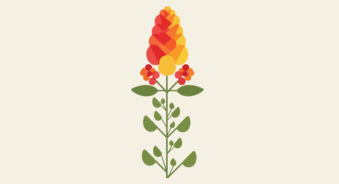Stylized artistic floral illustration featuring a vibrant red and yellow flower.
