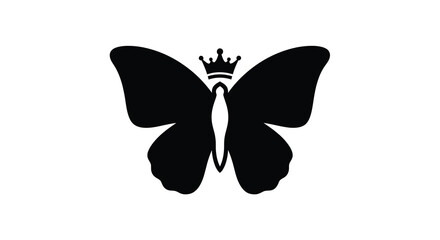 A striking black silhouette of a butterfly adorned with a regal crown © Gahima