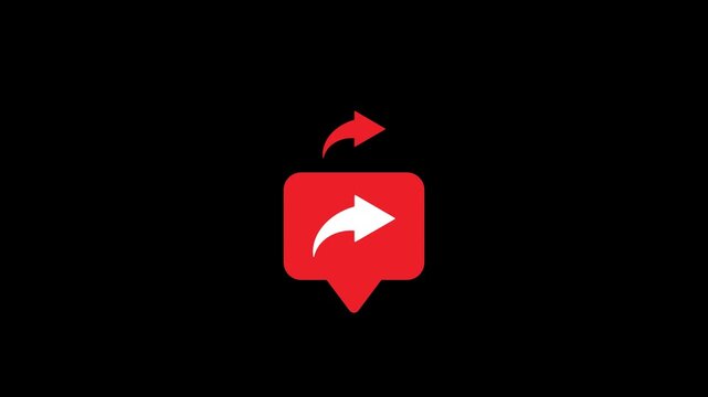 Share notification animation with arrow icon pop in speech bubble social media repost symbol alpha channel minimal modern ui design for apps web engagement interaction communication