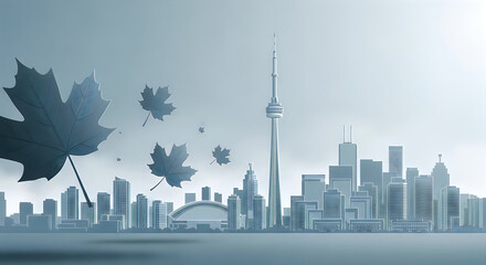 Obraz premium Canada day celebrations in toronto iconic skyline with maple leaf a patriotic canadian scene