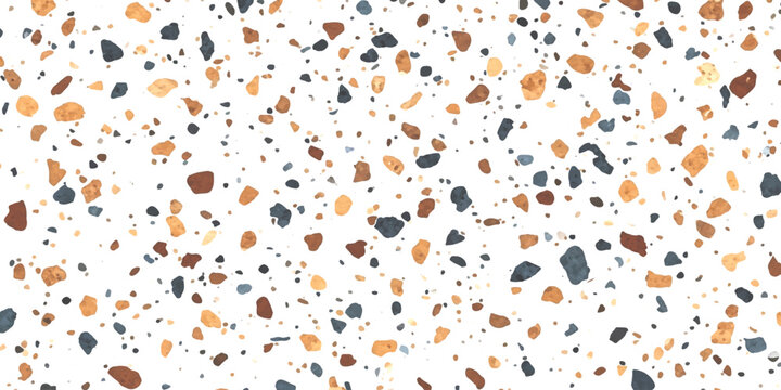 A detailed close-up shot showcasing a classic white terrazzo pattern with scattered stone chips