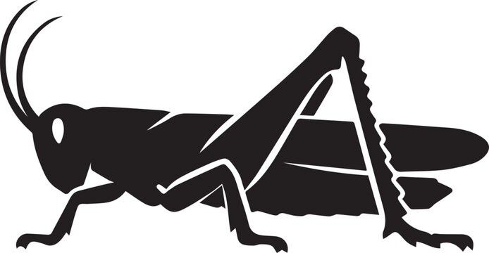 grasshopper jumping silhouette vector illustration in minimalist flat design style