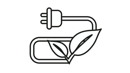Green energy vector icon illustration featuring an electric plug connected to a battery with growing leaves, symbolizing sustainable power, renewable resources, clean electricity, and ecology. © Alisha