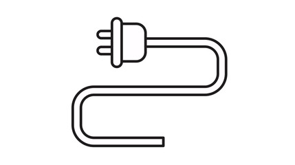 Electric power plug with long winding cable vector icon illustration, minimalist black line art symbol for electricity, energy supply, connection, and electronic device charging © Alisha